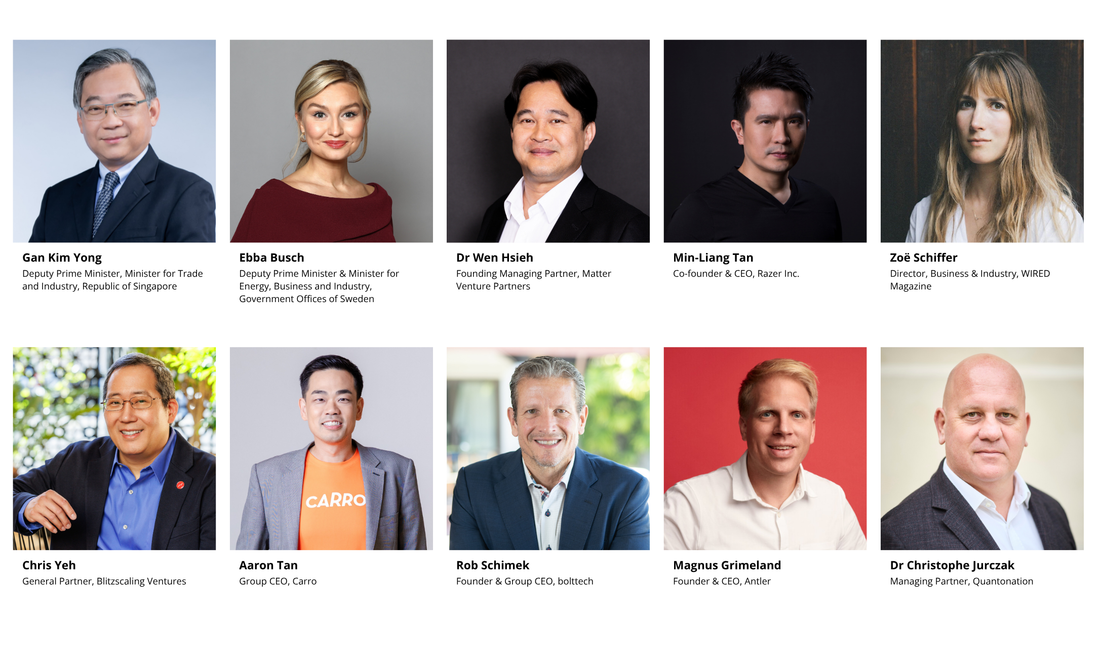 A grid of ten professionals with their names, titles, and organizations listed below their photos.
